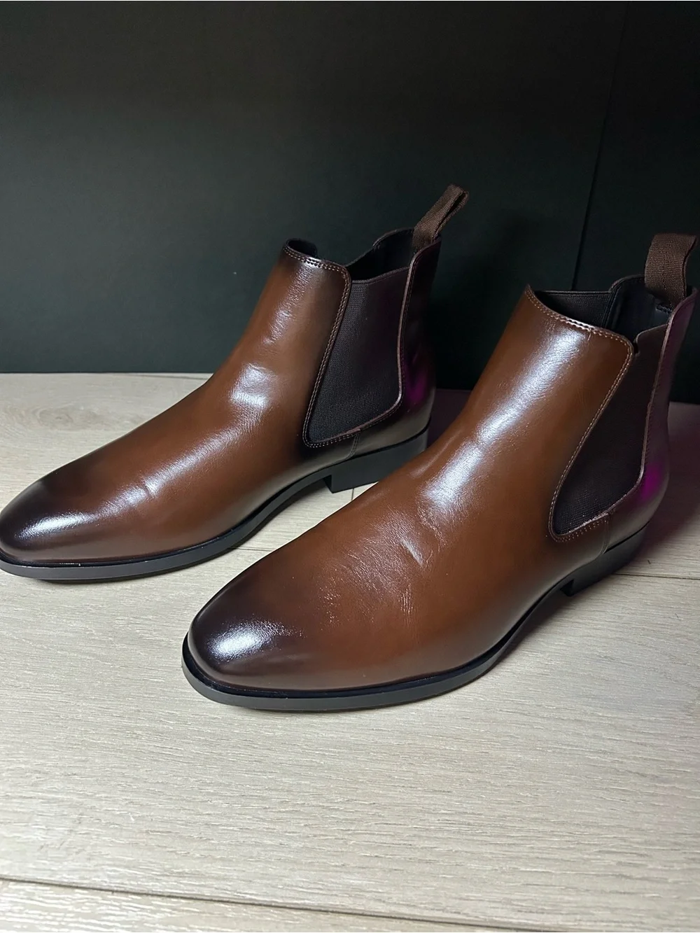 Zara Men's Brown Leather Chelsea Boots
